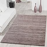 T&T Design Teppich Braga Modern Kurzflor Teppiche Wohnzimmer Einfarbig Meliert Uni Beige, Größe:160x220
