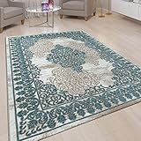 Paco Home Wohnzimmer-Teppich, Kurzflor-Teppich Mit Orient-Muster, 3D-Look In Türkis, Grösse:80x150