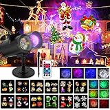 Wilktop LED Projektionslampe, 12 Folien+10 Arten Welleneffekt LED Projektor mit Fernbedienung Licht Projektor Wasserdicht Außen Weihnachtsbeleuchtung für Weihnachten, Familienfeiern, Party, Hallow