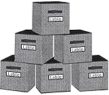 Kallax Regal Einsatz Boxen Aufbewahrungsbox Stoff, Kisten Aufbewahrung box Faltbox mit Etikettenkarte,für Spielzeug, Kleidung, Schwarz-30X30X30cm(6er Set)