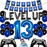 Videospiel 13. Geburtstag Dekorationen für Jungen Spiel auf Geburtstagsfeier liefert Blue Gaming Alles Gute zum Geburtstag Banner Game Controller Ballon Nummer 13 Folienb