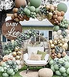 Luftballons Girlande Kit, Dschungel Luftballons Geburtstag mit Olivgrün Kaffee Gold Ballons, 97 Stück Ballongirlande für Dschungel Geburtstagsdeko Hochzeitdeko Baby Party Kindergeburtstag deko Jung