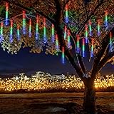 XIANPING Meteorschauer Lichter 30cmx8roots Dekoration Schneefall Lichterkette Weihnachtsbeleuchtung für Draussen Innenraum Garten Hochzeit Party, Sieben Farb