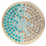 Morella Damen Schmuckmünze Coin 33 mm Zirkoniasteine grün-blau-Silb