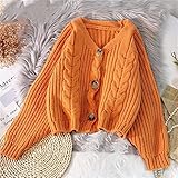 Womens Pullover Winter Langarm Cardigan Button Up Strickjacken Übergroße Pullover Tops *7758* (Color : LM19186-A Orange, Size : One Size)