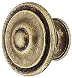 Design Möbelgriff Antik braun durchgerieben - Used-Look Möbelknopf Vintage Schrankknopf rund für Schubladen - H10328 | Kommoden-Knopf Ø 30 mm | 1 Stück - Messing Möbel-Knauf mit Schraub