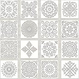 YOUYIKE Mandala Schablone Set, 16 Stück Groß Wiederverwendbare Laserschnitt Malschablone, Mandala Dotting Schablonen für Wand, Hochzeitshandwerken, Holz Möbel, Malen Vorlagen(6x6 Zoll)