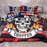 CCBAO 3D-Schädelmusterdruck Weiches Und Bequemes Kingsize-Bettwäsche-Set Mit Bettbezug 3-Teiliges Set Mit 2 Kissenbezügen Doppelbett Bettbezug Schlafzimmer 220x240