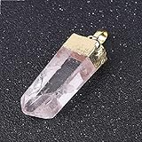 YSJJLRV Edelstein Chakra Steine Unregelmäßige Kristall Säule Anhänger Klar Quarz Halskette Gold Farbe Halsketten for Frauen Männer Zufällige Größe (Metal Color : Pendant)