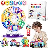 WEARXI Magnetische Bausteine Kinder - 144pc Magnete Spielzeug Kinder, Magnetspielzeug für Kinder, Magnetspiele Montessori Spielzeug für Kinder ab 3-8 Jahren, Lernspielzeug Geschenke fü