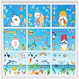 128 Sommer Fensteraufkleber Fenstersticker Strand Fenster Fensterfolien Fensterdeko Hallo Sommer Deko Fensterbilder Sommer für Wohnzimmer Schlafzimmer Kinderzimmer Sommerparty Dek