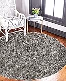 Shaggy Teppich Rund Einfarbig - Langflor Hochflor 3 cm - Modern Teppiche fürs Wohnzimmer Schlafzimmer Esszimmer jeden Raum - Viele Farben & Größe - Grau Beige 140 x 140