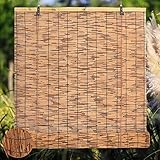 JIAJUTUI001 Bambusrollo Rollo Natürlicher Schilfvorhang Sonnenschutzrollos Lichtfilter Vorhang Retro Carbonization Natural Schilf Vorhang Bambus Handgewebt,für Gardinen Rollo (130x200cm/51x79in)