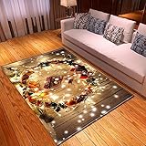 XHDM Teppich Schlafzimmer,Moderner Rutschfester Teppich Weihnachtslicht Ringdruck Braune Teppichmatte Weihnachtsdekoration Für Küche Wohnzimmer Schlafzimmer Spielzimmer,120X180Cm(47,24X70,87Inch)