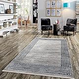 Carpetilla Teppich Wohnzimmer Kurzflor Vintage Richmond Blau Grau Muster, Größen Name: 120x170