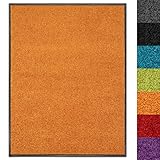 Schmutzfangmatte Use&Wash - Türmatte Sauberlaufmatte Fußabtreter - Fussmatte Teppich - für Flur Eingang Eingangsbereich - rutschfest & waschbar - in vielen Farben (90 x 150 cm, Orange 107)