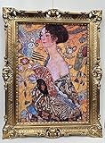 Gemälde Dame mit Fächer Gustav Klimt Wohnzimmerbild Gerahmte Gemälde Antik Jugendstil Wandbild Kunstdruckbild Bild mit Rahmen G