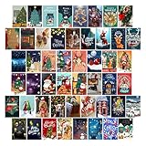 50-teiliges Weihnachts-Wandcollage-Set für Weihnachten ästhetisches Bild Raumdekoration Retro ästhetische Poster Wandkunstdruck-Set Albumhüllen einzigartige Indie Wohnheim-Fotoanzeige dick