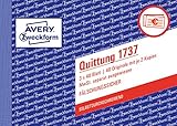 AVERY Zweckform 1737 Quittungsblock (A6 quer, 3x40 Blatt, mit Durchschlag, fälschungssicher, separat ausgewiesene MwSt., für Deutschland und Österreich) weiß/gelb/