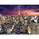 Fototapete New York skyline 352 x 250 cm Vlies Tapeten Wandtapete XXL Moderne Wanddeko Wohnzimmer Schlafzimmer Büro Flur Violett 9005011