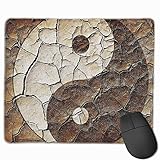 Gaming Mouse Pad Asiatisches Yin Yang Zeichen auf rissiger Erde Boden Mousepad Rechteck rutschfeste Gummi Mauspads Matte für Computer Laptop Home Office Game Desk