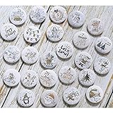 HERZWILD adventskalender Zahlen Buttons Nummer anstecker nadeln weihnachtskalender selber basteln f. Jutesäckchen (Weiss)