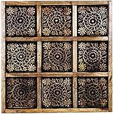 Orientalische Holz Ornament Wanddeko Anida 60cm gross XL | Orientalisches Wandbild Wanpannel in Schwarz als Wanddekoration | Vintage Triptychon als Dekoration im Schlafzimmer oder W