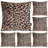 Kissenbezug mit Leopardenmuster, weiches Plüsch, Tiermotiv, Kunstfell, dekorativ, Heimdekoration, 50,8 x 50,8 cm, 6 Stück