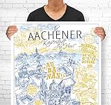 Lieferlokal Stadtposter Aachen in limitierter Auflage - 70x100 cm The Aachener Poster Unikat - Wandbild mit illustriertem Stadtmotiv - Kunstdruck Poster mit E