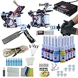 Tatooine Komplett Tattoo Kit 20 Farben Tätowierset 2 Tattoo Maschine Starter Set 20 Nadeln Tattoo-Zubehö