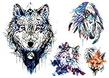 TIERTATTOO PFERD WOLF KATZE FUCHS TATTOO BUNT FARBIG Fake Tattoo zum Kleben für Körper p01