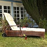 HUIJK Gartenliege Sonnenliege Liegestuhl Loungeliege Rattan Polyrattan Liege B