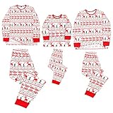 Uninevp Schlafanzug Jungen Weihnachten Elch Druck Weihnachts Familien Pyjama Set Winter Weihnachtspyjamas Nachtwäsche Nachthemd für Vater Mutter Baby Kinder Mädchen Xmas Matching Pyj