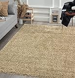 the carpet Port Plus Moderner Hochflor Shaggy, Wohnzimmer, Teppich, Soft, Uni, Frisee, Creme Beige, 160 x 230