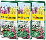 Floragard Blumenerde 3x20 L - Universalerde für Zimmer-, Balkon- und Kübelpflanzen - mit Ton und Langzeitdünger - 60 L