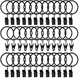 Bosdontek 40 Stück Vorhang Clip Gardinenstange 32mm Vorhang Clips Überzug Prozess Vorhang Ringe mit Clips Vorhang Haken Geeignet für Metallstange mit Durchmesser (Black)