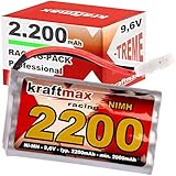 Kraftmax Akku Racing-Pack mit Tamiya Stecker - 9,6V / 2200mAh (min 2000 mAh) NiMH Akku/Hochleistungs RC Akkupack