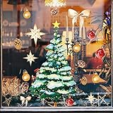 SOBW Weihnachten Aufkleber Fenster, DIY Weihnachten Windows Aufkleber Home Weihnachtsbaum Schneeflocken PVC Aufkleber für Weihnachts-Fenster Dek