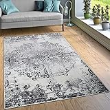 Paco Home Designer Teppich Wohnzimmer Teppiche Ornamente Vintage Optik Schwarz Weiß, Grösse:160x220