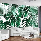 ZZXIAO Foto Wallpaper Wandbilder 3D Moderne handgemalte tropische Regenwald Banane Blätter Pastoral Wandmal wandpapier fototapete 3d effekt tapete Wohnzimmer Schlafzimmer Hintergrundbild-200cm×140