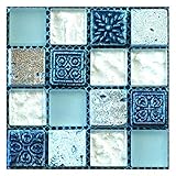 ANTKING 20 Stück Mosaik Wandfliesen Aufkleber, DIY Wasserdicht Selbstklebend 3D Wandaufkleber Mosaikfliesen Aufkleber für Küche Badezimmer Neue Wandaufkleber Wohnk