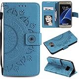 Trugox Samsung Galaxy S7 / G930 Hülle Leder Totemblume, Schutzhülle Brieftasche mit Kartenfach Klappbar Magnetverschluss Stoßfest Kratzfest Handyhülle Case für Samsung Galaxy S7 - LOHHA10618 B