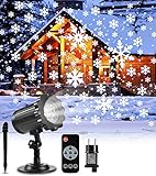 Projektor weihnachten außen GREEMPIRE LED Projektor Lampe Schneeflocke Schneefall Lichter mit Fernbedienung, Wasserdicht Projektionslampe Weihnachtsbeleuchtung für Kinder Baby Party innen und O