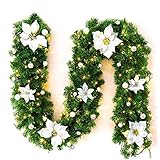 Weihnachtsdekoration Rattan, 2,7 M Verschlüsselung Hängende Ornamente Weihnachtsbaumdekoration Festival Girlande Weihnachten LED Indoor Weihnachtsdekoration mit Balldek