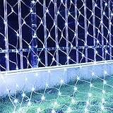 EINFEBEN LED Lichternetz Lichterkette 3 x 3m Kaltweiß Innen und Außen Dekoration für Weihnachten Hochzeit Party, mit Trafo 8 Leuchtmodi (300LEDS, Kaltweiß)