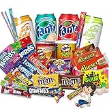 HappyLOL® 28 Teile - XXL Süßigkeiten Box - Süßigkeiten aus aller Welt - Amerikanische Süssigkeiten Box Großpackung inkl. amerikanische Getränke - Candy Box