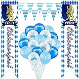 Bierfest Dekoration Zubehör Set inklusive 66 Feet Bayerisch Wimpel Ammer Banner 18 Stücke Bierfest Ballons 2 Stücke Bierfest Veranda Schild Willkommen Banner für Deutsch B