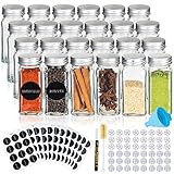 Deco haus Gewürzgläser mit Schraubkappe - 24er Set - Verschiedene Streuer-Aufsätze, Trichter, Bürste, Etiketten & Kreidestift - Perfekt für unsere 4 Gewürzregale - 120 ml, 10,5 x 4,3