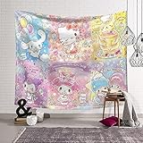 Hello Kitty Wandteppich, bunt, für Schlafzimmer, Wohnzimmer, Wohnheim, Picknick, 130 x 150