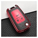BILIVAN Key Case Damen Geeignet für Opel Astra J Corsa Mokka geeignet für Chevrolet Cruze Aveo Trax Malibu Captiva Leder + TPU. Auto-Flip-Schlüsselkasten-Abdeckung Shell Buckle Key Case L